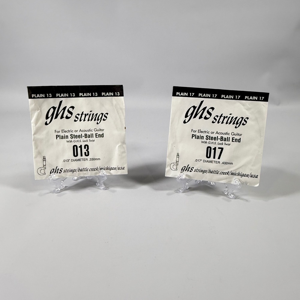GHS Guitar Strings Electric Acoustic OS Silver New Plain Steel Ball End 013 017